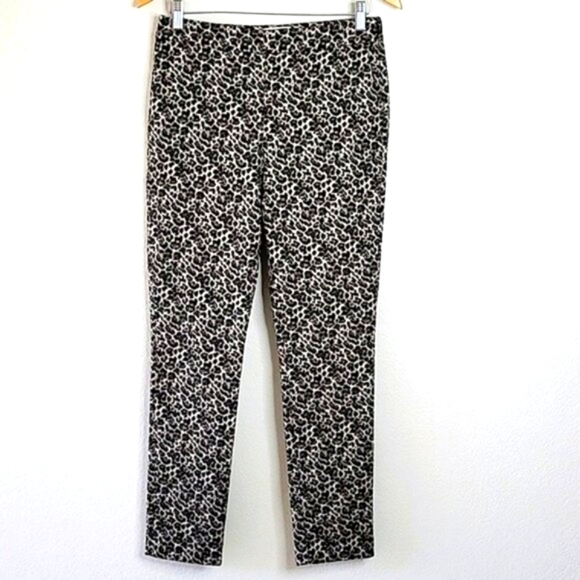Sezane Clara Pant Black Brown Gold Leopard Jacquard Animal Print